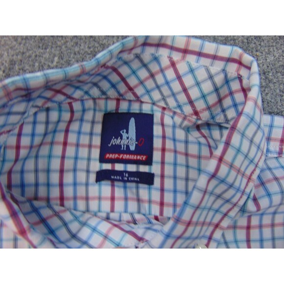 Johnnie O Shirt Mens 16x24 Red Blue Plaid Casual Prep-Formance Performance - Picture 3 of 8